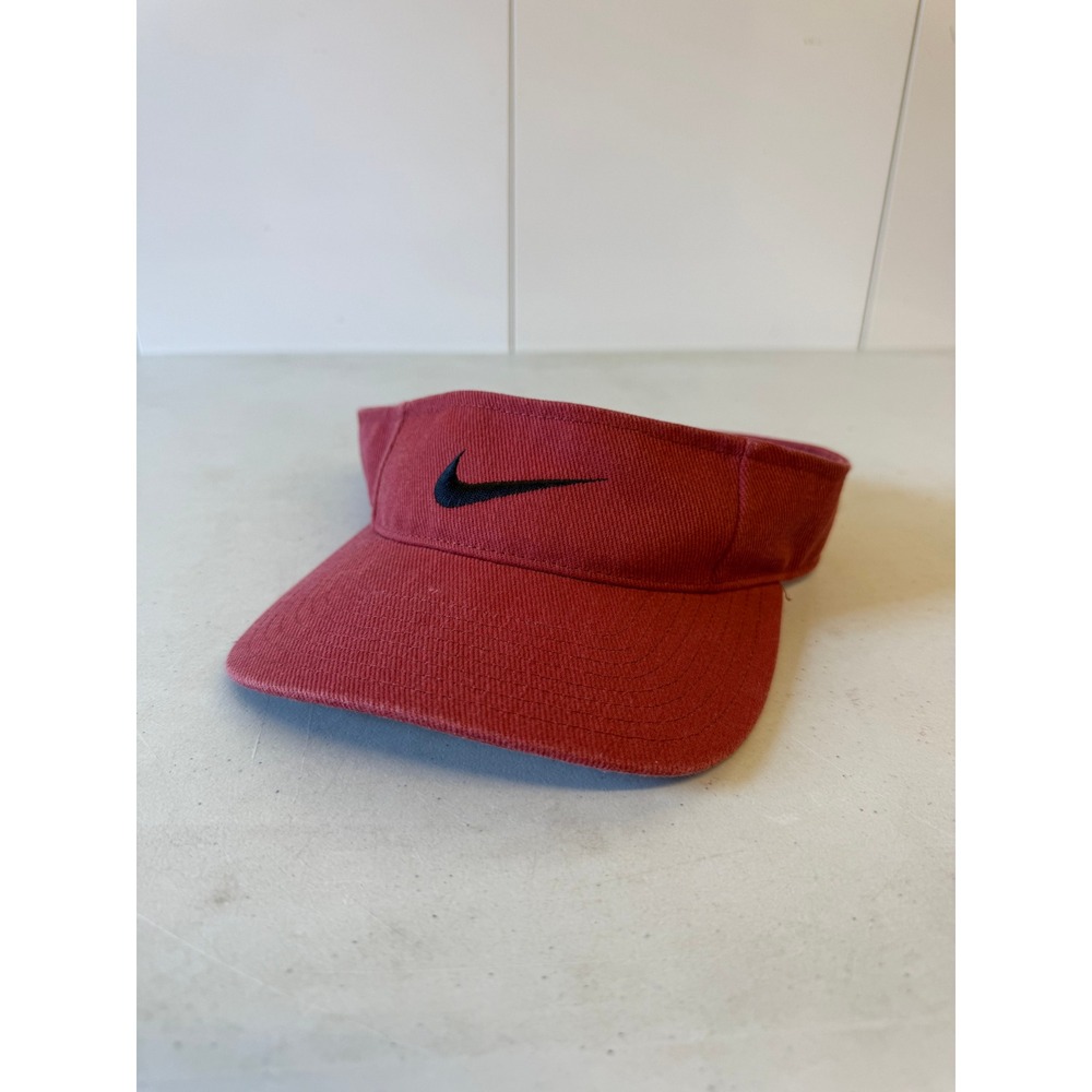 Vintage 90s Nike Swoosh Sun Visor Hat Burgundy Red Elastic Back 860912WDI
